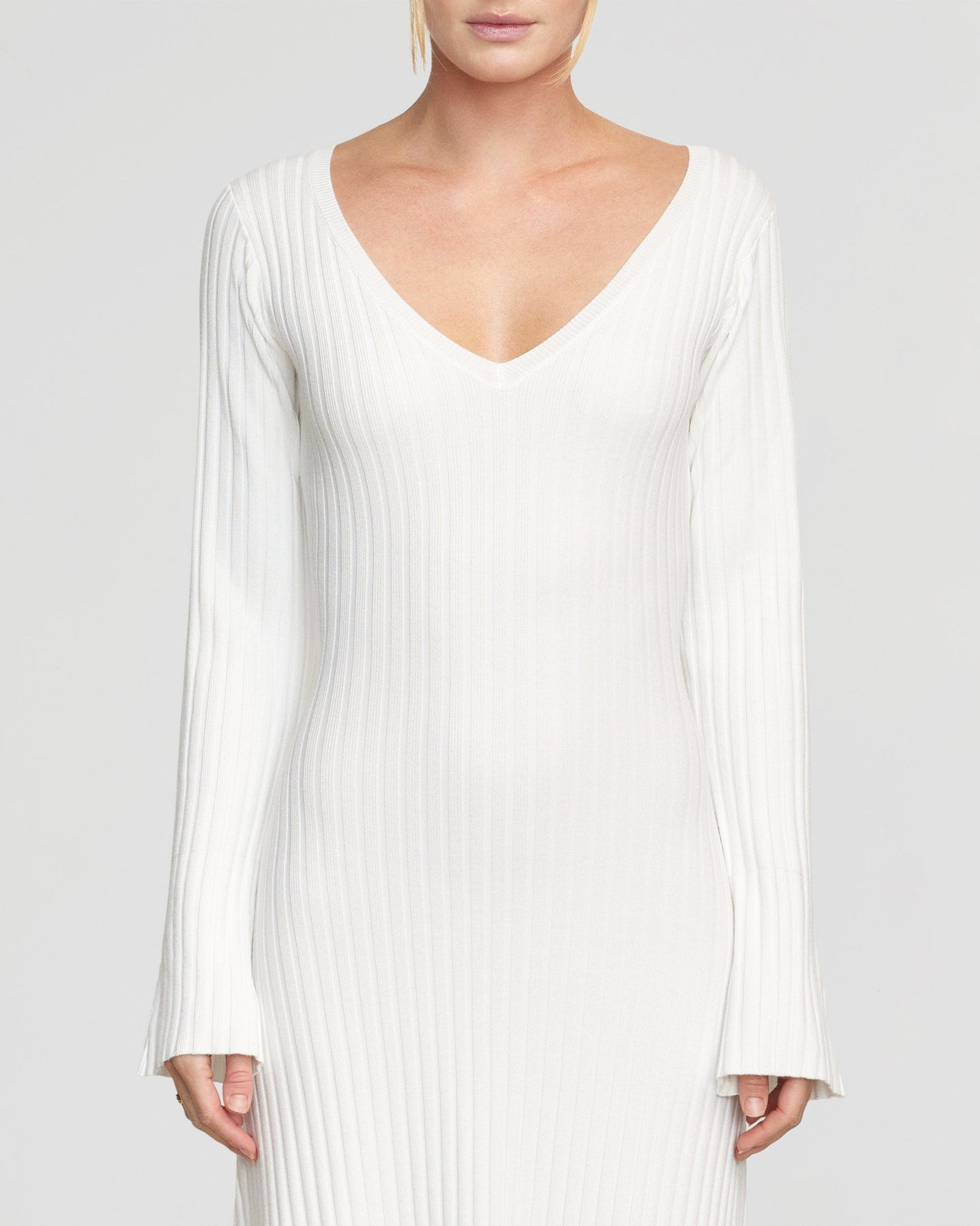 Riley | Wesley Ribbed V-Neck Sweater Dress in Size Small