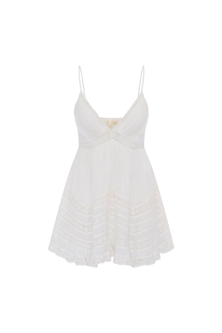 Alonna Cotton Lace-Trimmed Mini Dress | White