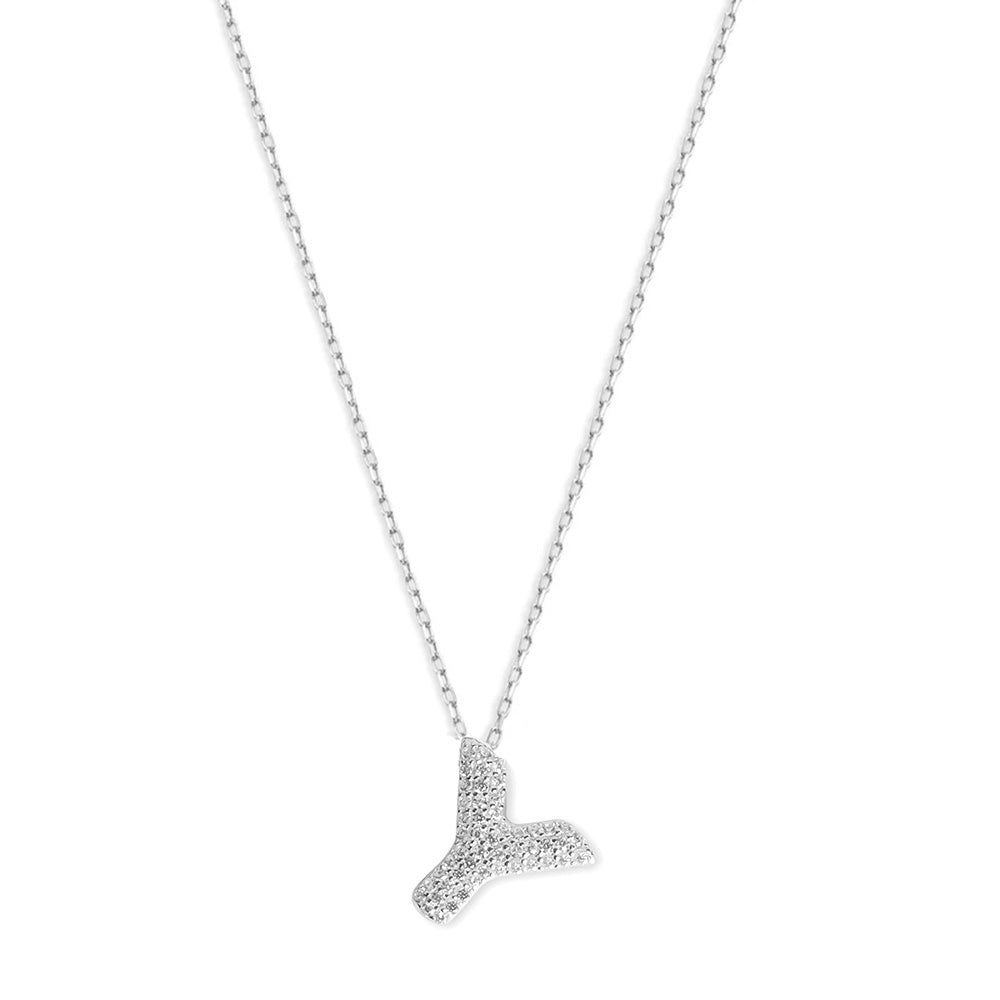 The Pave' Bubble Letter Pendant Necklace | 18KT Gold Vermeil & Sterling Silver