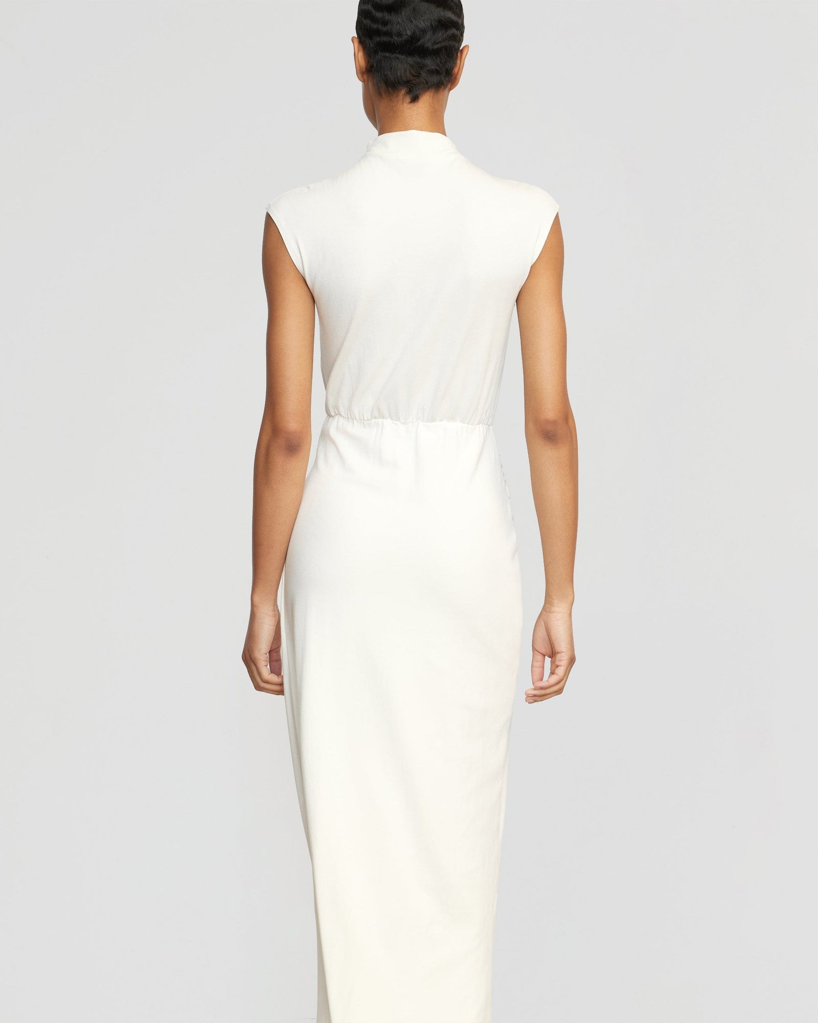 Simone | Yimei Mock-Neck Side-Slit Dress in Size Small