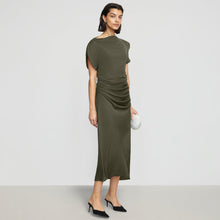 Bianca | Yuyan Ruched-Waist Side-Slit Dress in Size Small