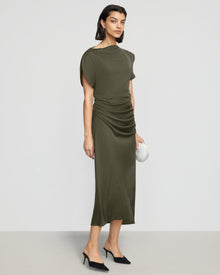 Bianca | Yuyan Ruched-Waist Side-Slit Dress in Size Small